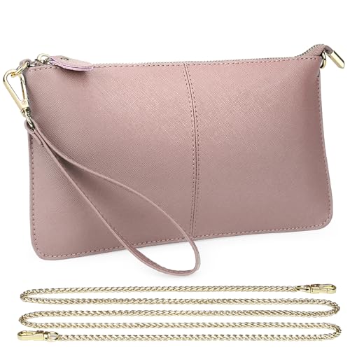 Image of Uromee Genuine Leather Wristlet Wallet Clutch Purses with Detachable Chain