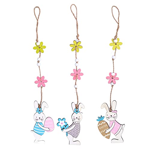 Decoração de mesa de coelho de páscoa, enfeite de mesa de madeira seguro para pendurar coelho leve u