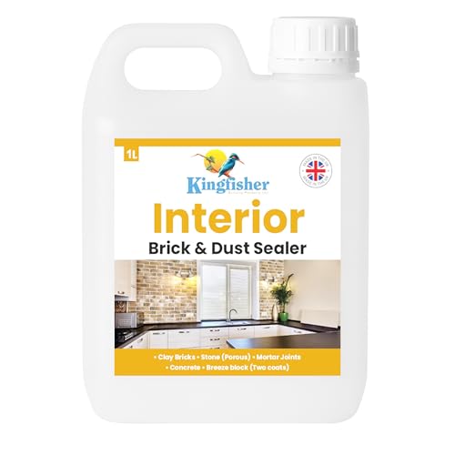 Kingfisher Interior Brick & Dust Sealer- Matt Finish (1 Litre) | Dust Control and Surface Protection for Internal Brick Work, Porous Stone, Mortar Joints & Concrete