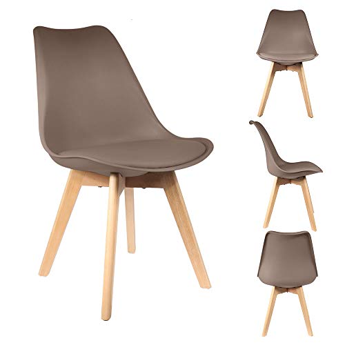 Lot de 2 chaises scandinave coque pp rembourrée taupe 48.1x51x82.5