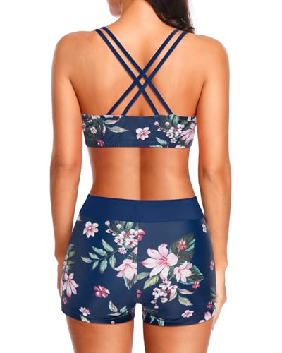 Image of Holipick 3 Piece Tankini Swimsuits for Women Tummy Control Bathing Suits Swim Tank Top with Bra Boy Shorts Teen Swimwear 2026