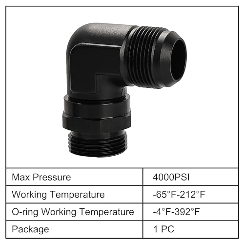 Image of EVIL ENERGY 16AN Flare to 16AN ORB Male Swivel Adapter Fitting 90 Degree Black 1PC