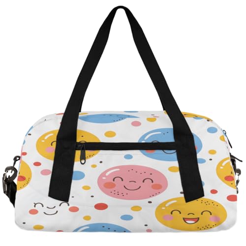Smiling Face Kids Duffle Bag Boys Girls Small Sport Dance Gym Bag for Overnight Travel Weekender Carry On