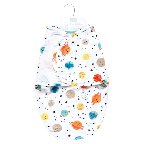Image of Hudson Baby Unisex Baby Plush Faux Fur Swaddle Wrap, Happy Planets, 0-3 Months