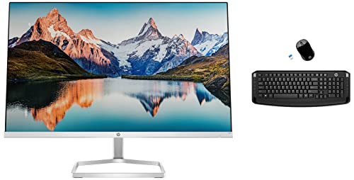 Image of HP M22f 21.5-inch(54.6 cm) FHD Monitor Eye Safe Certified Full HD IPS 3-Sided Micro-Edge Monitor, 300 nits (Silver) & 3ML04AA Wireless Keyboard and Mouse Combo
