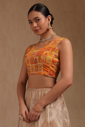 Image of Soch Womens Georgette Floral Print Padded Blouse with Zari