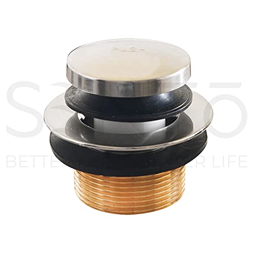 Sento Nickel Tip-Toe Bathtub Drain Trim Set Assembly Stopper Kit, Fit Both 1-1/2 Inch Or 1-5/8 Inch Strainer And Stopper, Heavy Duty Metal With Matching Screws, Easy Installation, Satin Nickel #TOP6