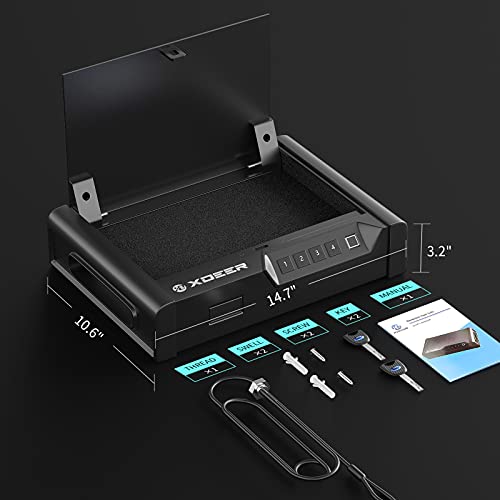 XDeer Biometric Gun Safes for Pistols,Quick-Acess Handgun Safe with Upgraded Fingerprint&Keypad Pistol Safe with Auto Open Lid&Interior Light for Home Nightstand Car - Thumbnail 7