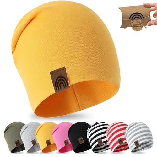 fenchi's AUSTRIA Kinder Beanie 6M-3 Jahre 48-52cm, Frühling Übergangszeit Mütze Slouch in Geschenkverpackung, Baumwolle