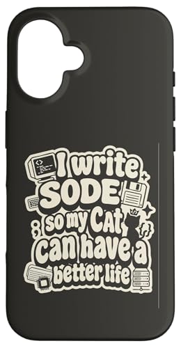 I write code so my cat can have a better life funny geek �X�}�z�P�[�X iPhone 16 �p