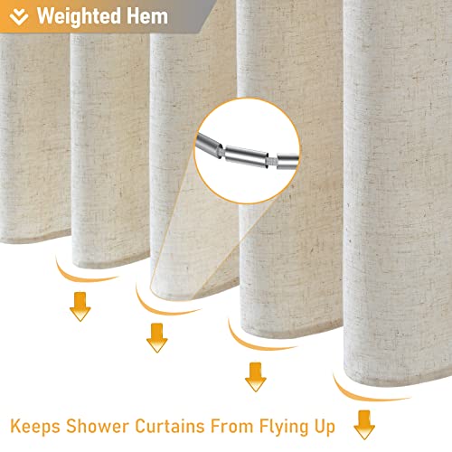 Bttn Linen Fabric Shower Curtain, Textured Cloth Neutral Shower Curtain Set With Plastic Hooks, Machine Washable, Water Repellent, Farmhouse Country Chic Shower Curtains For Bathroom - Natural - 72X72 #TOP4