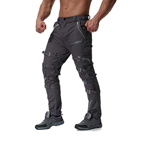 Herenbroeken Metalen decoratie Ritsen Cargo-broek Effen kleur Rock Jogger-broek High Street-joggingbroek - Afbeelding 4