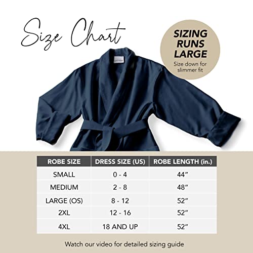 Boca Terry Women's Robe, Luxury Microfiber Bathrobe, Long Hotel Spa Robes For Women, 4X Large, Navy Blue #TOP1