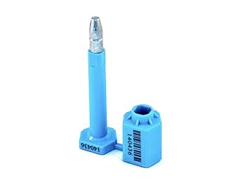 High Security Bolt Seal for Cargo Containers and Truck Trailers, Blue Color, 10 Pieces, Numbered with Barcode, ISO and C-TPAT Certified BFSEALS