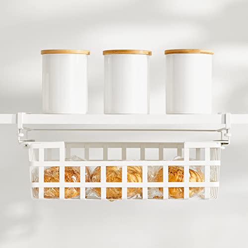 Mdesign Nate Home By Nate Berkus Sliding Under Shelf Hanging Pull Out Organizer | Metal Wire Basket Organizer For Kitchen Cabinets Or Pantry Shelves From Mdesign - Set Of 2, Matte White #TOP1