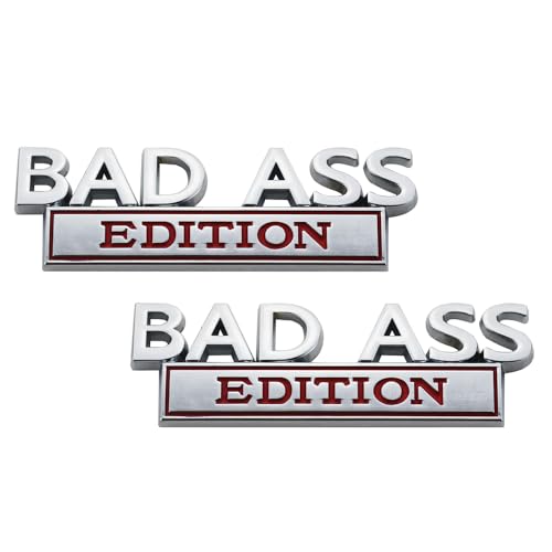 Image of 2Pc Bad Ass Edition Emblem 3D Badge Stickers with Double Tape for Cars, Trucks, Motorcycles, Boats (Chrome Red)