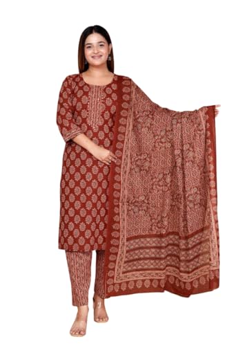 Archy Creations Women's Cotton Straight Kurta Set with Pant, Casual,