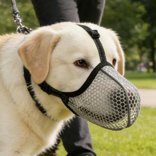 Dog Muzzle Anti Bark Control, Adjustable Breathable Mesh Safety Fit System, Bite Prevention Head Harness Design, Ventilation Pet Restraint Tool, Behavior Correction Style, Vet Grooming Walk Use - Image 7