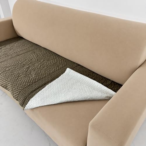 Image of Homerz Premium Petal Charm Sofa Cover | Embossed Floral Pattern | Soft Touch, Anti-Dust & Easy Wash Fabric Cloth, Washable and Durable (Brown, 6(3+2+1) Seater, Only Seat Cover)
