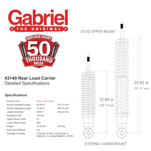 Gabriel 43140 Load Carrier Towing & Hauling Rear Spring Shocks Fits Ford Crown Victoria, Mercury Grand Marquis, Lincoln Town Car, Chevrolet Camaro, Pontiac Firebird & Toyota Land Cruiser (Pair) by Gabriel - Image 7