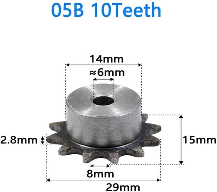Mechanical Roller Chain Sprockets Tooth Roller Chain Sprocket,1pc 05B 10Teeth to 25Teeth Sprocket Wheel Chain Gear Industrial 45# Steel Suitable for 05B Roller Chain Pitch 8mm(22 Teeth)