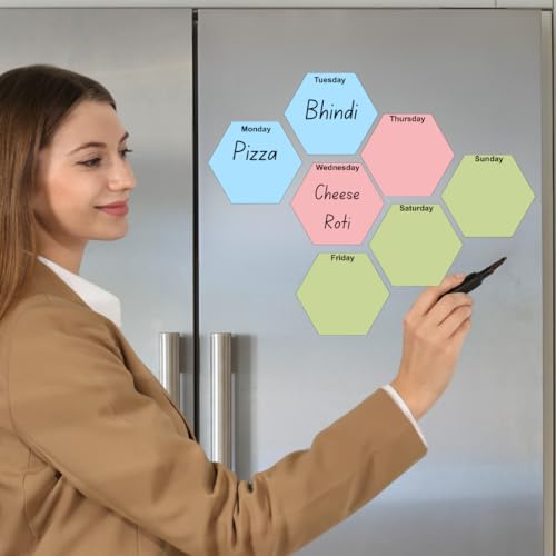 Image of Zesta Vinyl Magnetic Planner for Fridge | Cute Weekly Planner /Meal Planner with Marker | Rewritable Magnetic White Board for Fridge (Harry Potter 11X11 Inches) (Hexagon)
