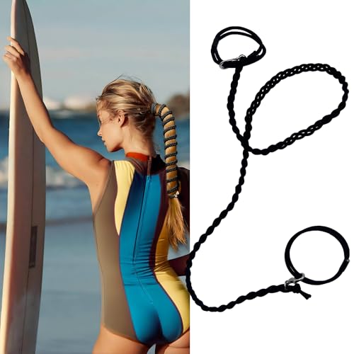 35"/89cm Long Rip Tie Hair Ties Ponytail Holders for Water Sports Hair Bobbles for Thick Scrunchies No Damage Strong Braided Long Curly Pony Tails Ties Pro Surfing Swimming (Black)