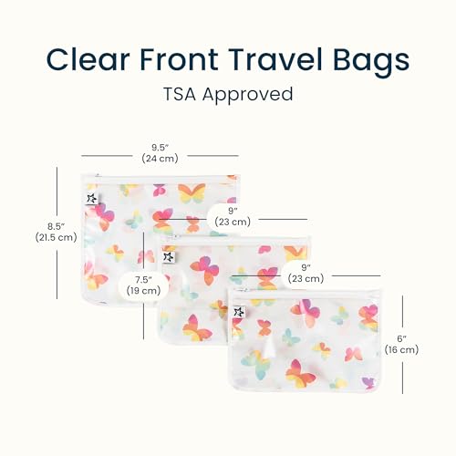 Tiny Twinkle Diaper Bag Organizing Pouches | 3 Pack Mess-Proof Clear Front Travel Organizer Bags & TSA Approved Toiletry Bag Set for Baby and Mom Essentials (Butterflies) by Tiny Twinkle - Image 4