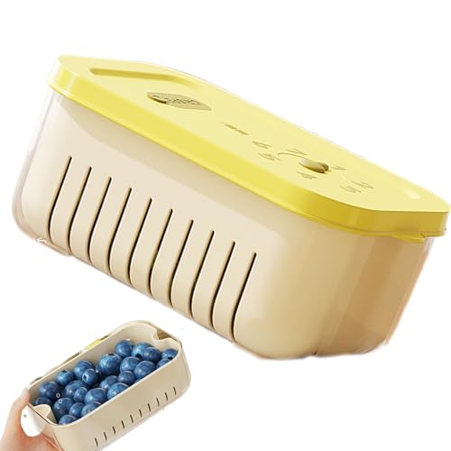 フルーツ保存容器,水切りトレイ付き整理箱 | 積み重ね可能な野菜とフルーツの容器 冷蔵庫用,キッチン パントリー 食事 準備 冷凍庫 スナック 家庭 用