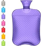 Qomfor Hot Water Bottle - 1.8 Litre Large Capacity - Premium Hot Water Bag for Pain Relief, Back Pain, Period Pain, Neck and Shoulders - No Cover - Great Gift for Women - Purple