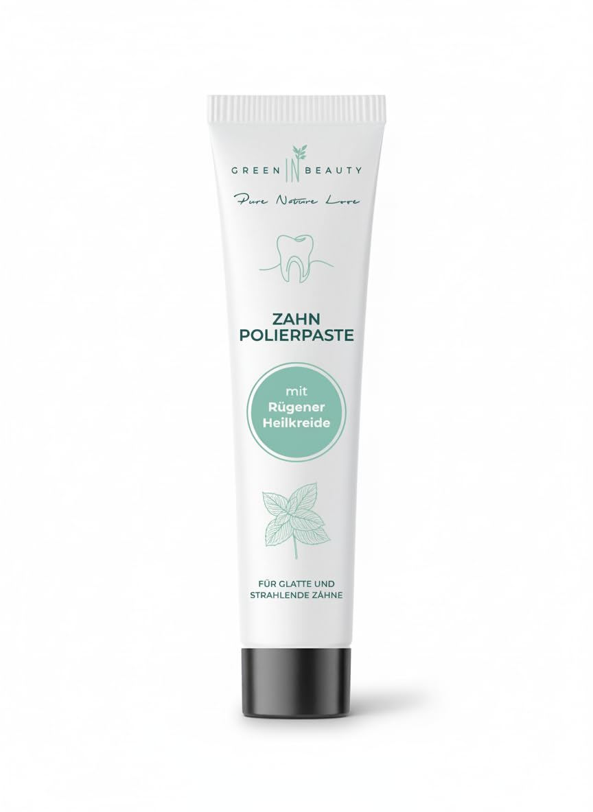 Green In Beauty Polierpaste Zähne 75 ml | Zahnpolierpaste mit Rügener Heilkreide, Xylit & Aloe Vera