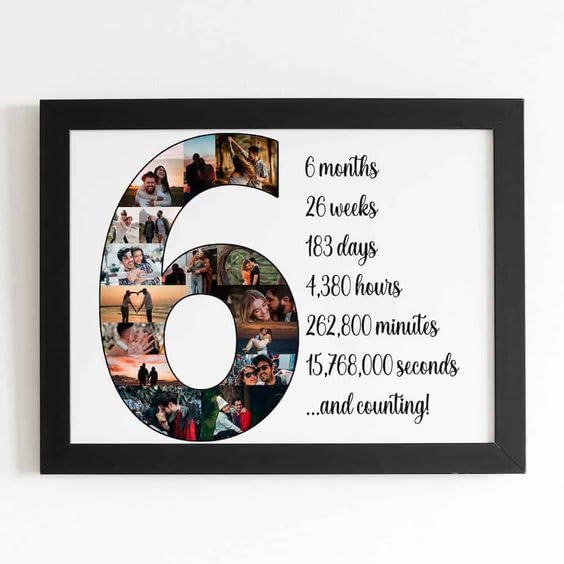 Heart Beat Custom 6th Anniversary Gift, 6 Months Together Collage, 8 x 12 Inch Photo Frame-image-31