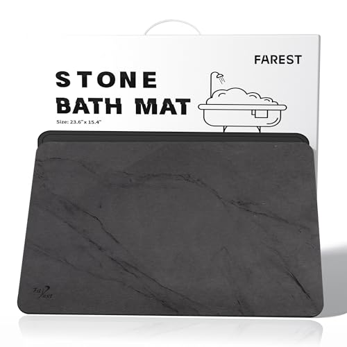 Farest Stone Bath Mat,Diatomaceous Earth Shower Mat,Fast-Drying Stone Bathroom Floor