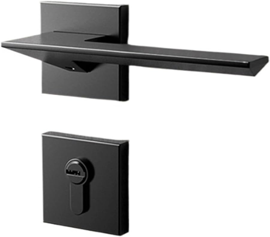 Indoor Door Lock Black Simple Silent Wooden Door Handle Lock Magnetic zinc Alloy Split Bedroom Lock(Steel Gray 58 Mechanical)