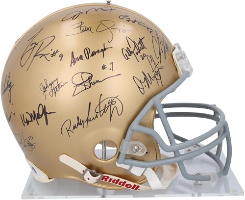 Notre Dame Fighting Irished Autographed Riddell Authentic Helmet with 32 Signatures Including Joe Montana, Ara Parseghian and Jerome Bettis - Autographed College Helmets
