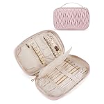 BAGSMART Travel Jewelry Case Jewelry Organizers and Storage Earings Holder Organizer for Women Necklace Holder Jewelry Rolls for Necklaces, Earrings, Bracelets-Pink