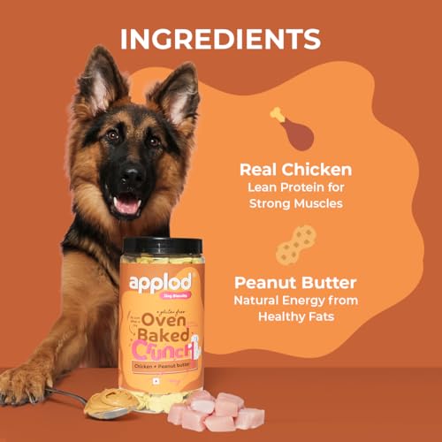 Image of Crunch-a-Licious Chicken & Peanut Butter Dog Biscuits for Puppies & Adult Dogs | Gluten-Free Crunchy Treats Made with Real Chicken Protein | Healthy Training & Reward Snacks | 800g
