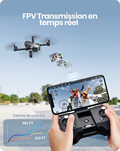 Holy Stone Drone HS440 avec caméra 1080P pour enfants, quadricoptère RC pliable avec 2 batteries 40 minutes Temps de vol long, transmission FPV Live, Tap Fly, commande vocale, capteur de gravité 4 Holy Stone Drone HS440 avec caméra 1080P pour enfants, quadricoptère RC pliable avec 2 batteries 40 minutes Temps de vol long, transmission FPV Live, Tap Fly, commande vocale, capteur de gravité – Image 4