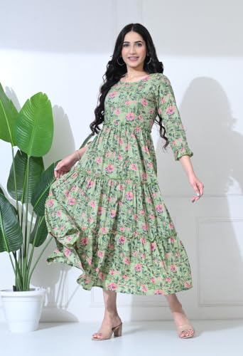 Image of Amazon Brand - Tavasya Women Long Maternity Kurta | Feeding Kurti | Comfort Maxi Dress