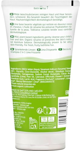 WELEDA Bio Kids 2in1 Shower & Shampoo Spritzige Limette, Naturkosmetik Duschgel und Bodylotion zur schonenden Reinigung von Haut und Haar, geeignet für Kinder ab drei Jahren (1 x 150 ml)