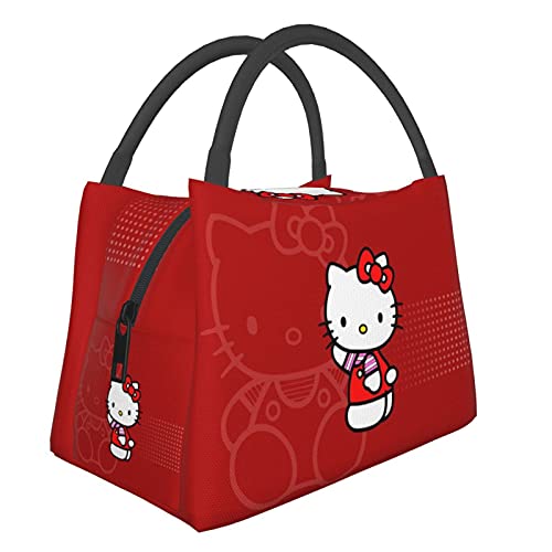 Kawaii hello ki-tty cartoon print insulated lunch bag lunch box,p…