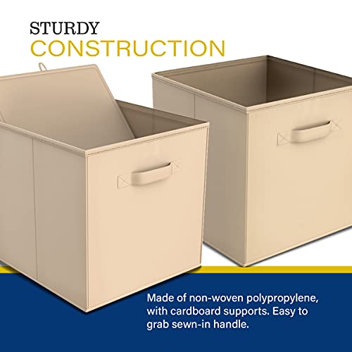 Home (Beige 6-Piece Set Bins For Shelves And Foldable Storage Cubes, Office, And Nursery Complete, (L) 11.15” X (W) 10.5” X (H) 10.5 #TOP4