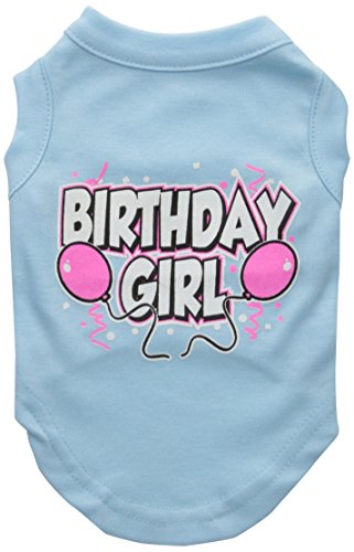 Mirage Pet Products 10-Inch Birthday Girl Screen Print Shirts, Small, Baby Blue