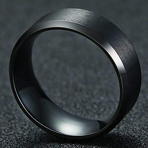 8mm Brushed Matte Black Titanium Stainless Steel Classical Simple Plain Ring Wedding Band2