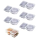 Nsacxa 5PCS Double Compartment Condiment Container, 2 Compartment Snack Containers for Condiments or Dips, Double Condiment Containers with Lids, Double Compartment Snack Container (5PCS)