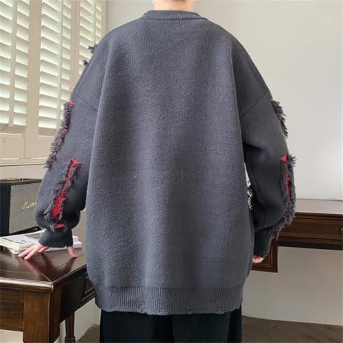 Mens Sweaters Winter Round Neck Long-Sleeved Knitted Pullover Casual Loose Sweater4