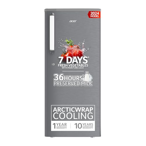 Image of acer 215L 3 Star Direct-Cool Single Door Refrigerator (AiSense, AR215AD3FSHD, Silver Hairline)