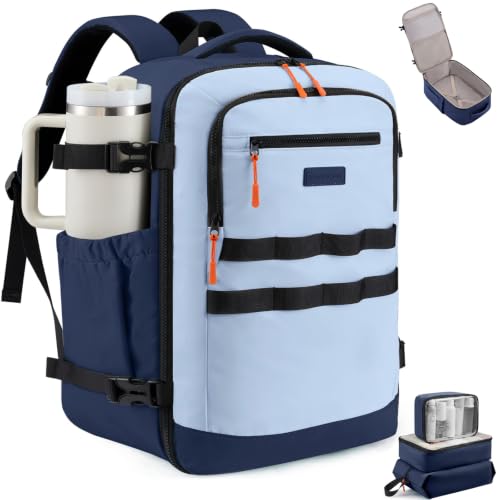 Image of LOVEVOOK 40L Travel Backpack for Women Men, Carry on Backpack for Airplanes | Airline Approved Personal Item Travel Bag Fit 17 Inch Laptop, Waterproof Travel Essentials Weekender Bag with 3 Packing Cubes