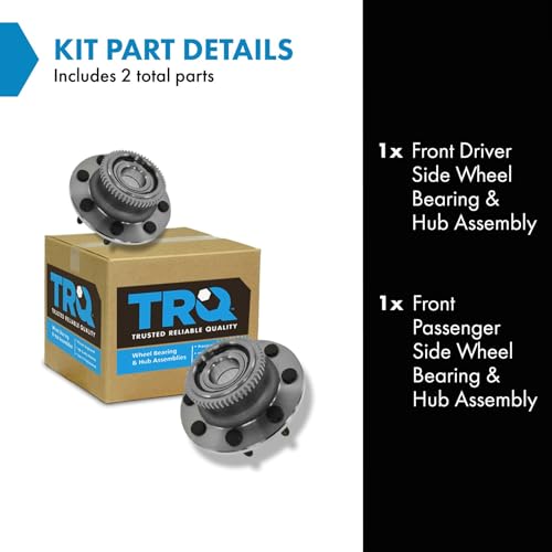 Image of TRQ Front Left and Right Wheel Bearing and Hub Assembly Set 2 Piece Compatible with 2000-2002 Dodge Ram 2500 RWD 2000-2002 Ram 3500 RWD with Independent Front Suspension
