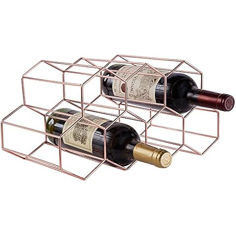FOMANSH Countertop Wine Rack - 7 Bottle Holder for Wine Storage, Freestanding Wine Rack for Wine Cellar Bar Cabinet, Metal Tabletop Wine Holder with Modern Design,Stand Wine Rack for Kitchen Cover